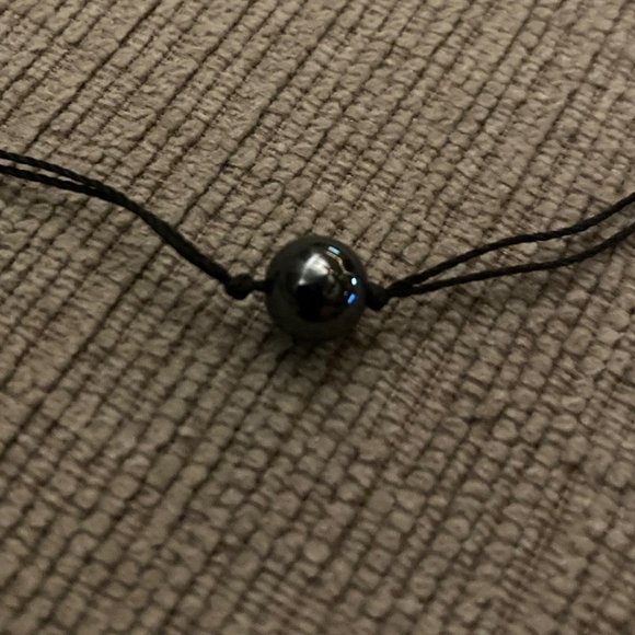 Black Hematite Stone and Black Rope Choker Necklace - Picture 4 of 6